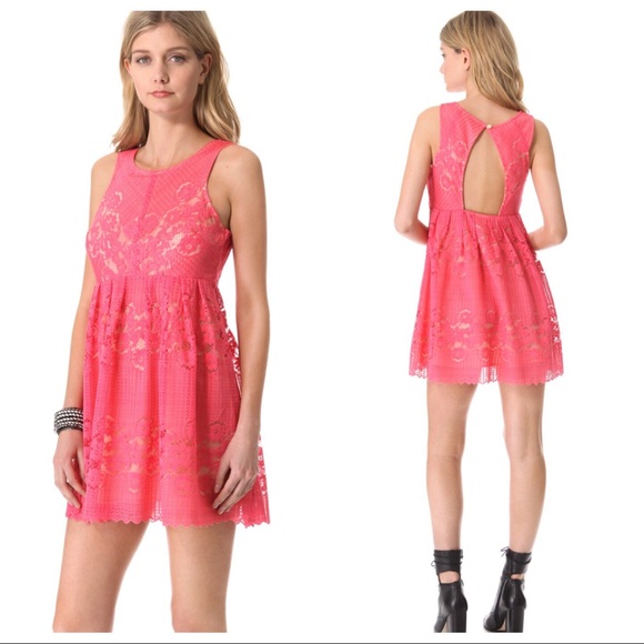 Free People Dresses & Skirts - Free People Rocco Pink Lace Sleeveless Dress